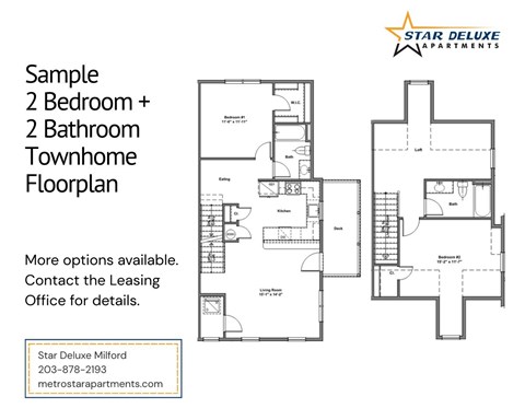 Floor plan for 2 beds, 2 baths, 1514 sqft